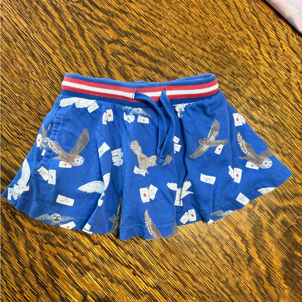 Mini Boden Harry Potter Blue Kids Skort with Owl Print 2-3 years